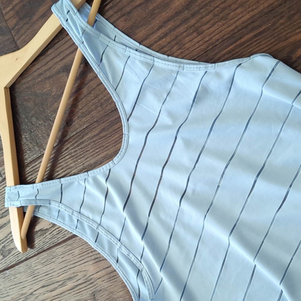 ATHLETA I Light Blue Striped Loose Flowy Sleeveless Tank Top with Side Knot, S